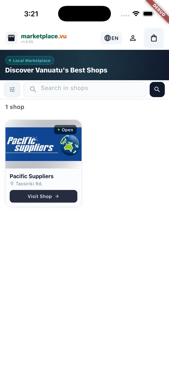 MarketPlace.vu app running on iPhone